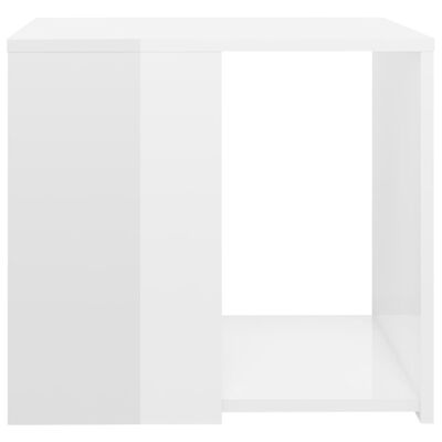 vidaXL Masă laterală, alb extralucios, 50x50x45 cm, PAL