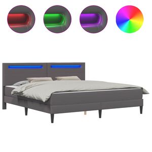 vidaXL Cadru de pat cu benzi LED Gri 180 x 200 cm Piele artificială