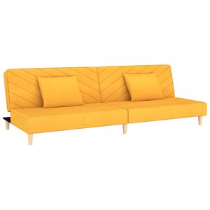 vidaXL Canapea extensibilă cu 2 locuri, 2 perne, galben, textil