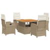 vidaXL Set mobilier de grădină cu perne, 5 piese, bej, poliratan