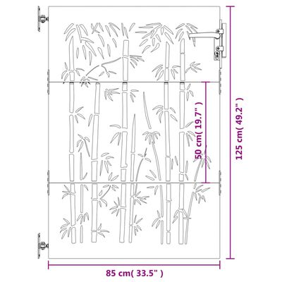 vidaXL Poartă pentru grădină, 85x125 cm, oțel corten, model bambus