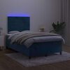 vidaXL Pat box spring cu saltea/LED albastru &icirc;nchis 120x190cm catifea