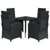 vidaXL Set mobilier de grădină cu perne, 5 piese, negru, poliratan