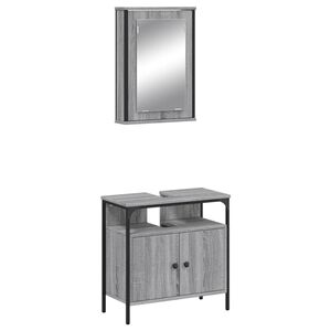 vidaXL Set mobilier de baie, 2 piese, gri sonoma, lemn prelucrat