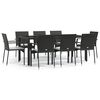 vidaXL Set mobilier de grădină cu perne, 9 piese, negru, poliratan