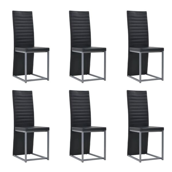 vidaXL Set de mobilier, 7 piese, negru, oțel și sticlă securizată