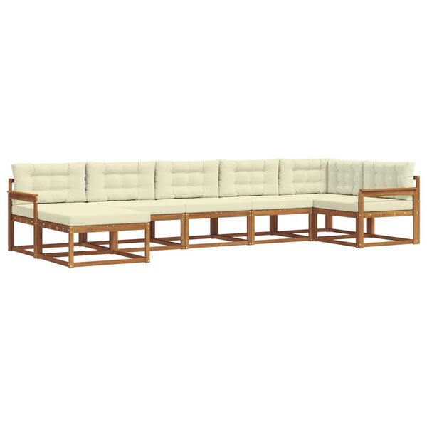 vidaXL Set de canapele de exterior cu pernă 7 pcs Natural și Crem