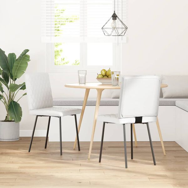 vidaXL Scaune de bucătărie, 2 buc., alb, piele ecologică