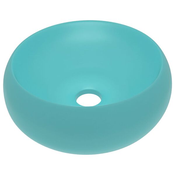 vidaXL Chiuvetă baie lux verde deschis mat 40x15 cm ceramică rotund