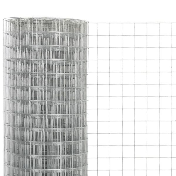 vidaXL Plasă de s&acirc;rmă găini, argintiu, 25 x 1,5 m, oțel galvanizat