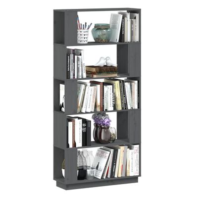 vidaXL Bibliotecă/Separator cameră, gri, 80x25x163,5 cm lemn masiv pin