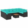 vidaXL Set canapele de grădină cu perne, 10 piese, negru, poliratan