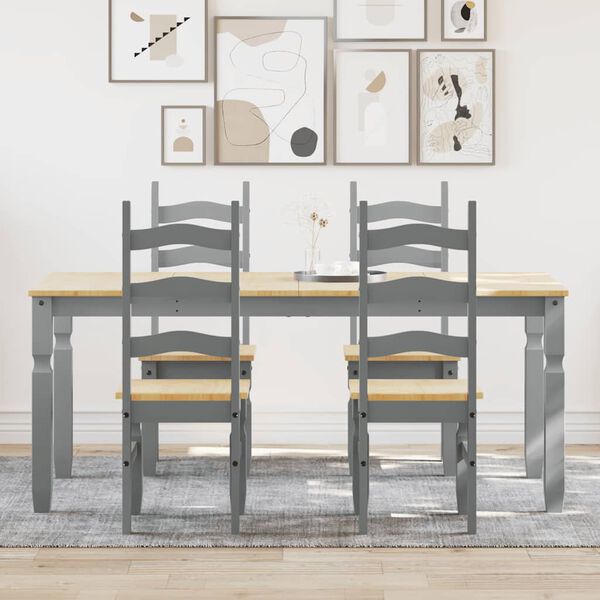 vidaXL Set de sufragerie din 5 piese Panama din lemn masiv de pin gri