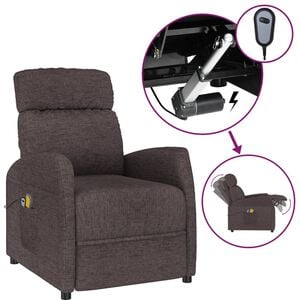 vidaXL Fotoliu de masaj electric, maro &icirc;nchis, material textil