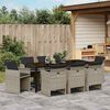 vidaXL Set de masă pentru grădină cu pernă 9 pcs Gri deschis poliratan