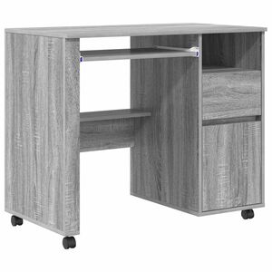 vidaXL Birou cu roți Gri Sonoma Lemn prelucrat 91 x 50 x 77 cm