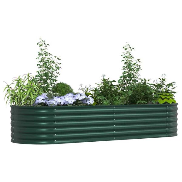 vidaXL Strat &icirc;nălțat de grădină Verde 240 x 80 x 44 cm Oțel