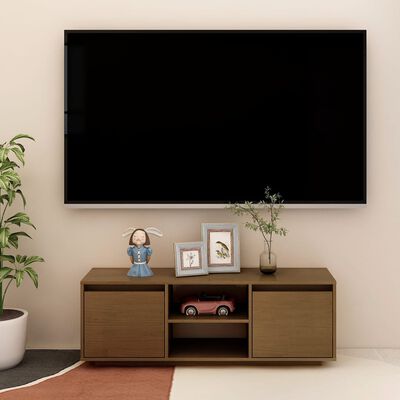 vidaXL Comodă TV, maro miere, 110x30x40 cm, lemn masiv de pin