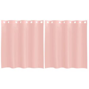 vidaXL Perdele Voile cu Oelii 2 buc Roz 140x140 cm