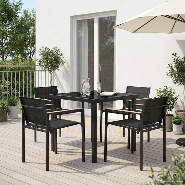 vidaXL Set de Mobilier pentru Exterior 5 pcs Negru și antracit