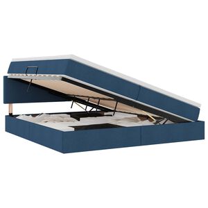 vidaXL Pat cu saltea și spațiu de depozitare albastru 200 x 200 cm