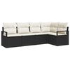 vidaXL Set de canapea 5 buc. Negru poliratan