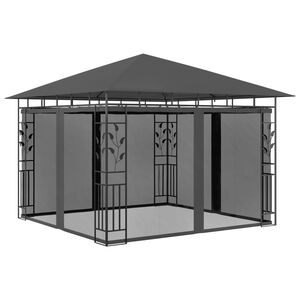 vidaXL Pavilion cu plasă anti-ț&acirc;nțari, antracit, 3x3x2,73 m, 180 g/m&sup2;