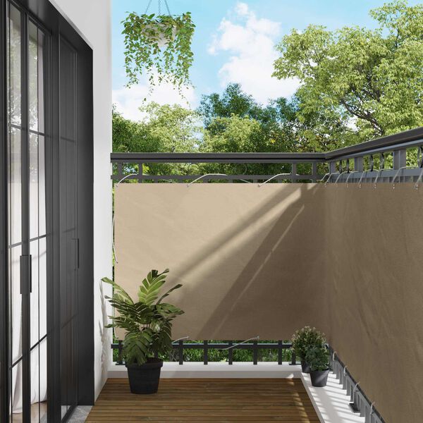 vidaXL Ecran de balcon Bej 120 x 200 cm Oxford alu acoperit cu PU