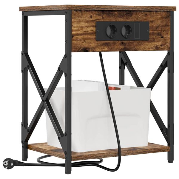 vidaXL Dulap de noapte 2 pcs Stejar fumuriu 41 x 31 x 51 cm