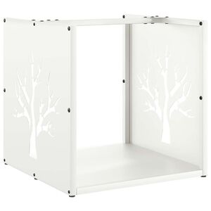 vidaXL Suport pentru lemne de foc alb 40x40x40 cm Oțel laminat la rece