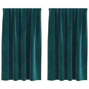 vidaXL Perdele cu perdele 2 pcs Verde &icirc;nchis 140 x 140 cm Catifea