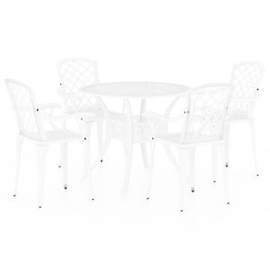 vidaXL Set mobilier bistro, 5 piese, alb, aluminiu turnat