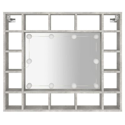 vidaXL Dulap cu oglindă și LED, gri beton, 91x15x76,5 cm