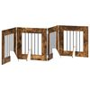 vidaXL Poartă pentru c&acirc;ini pliabilă cu suporturi 4 pcs Stejar fumuriu