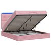 vidaXL Pat Ottoman cu Saltea și LED Roz 180 x 200 cm Catifea