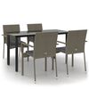 vidaXL Set mobilier grădină cu perne, 5 piese, negru și gri, poliratan