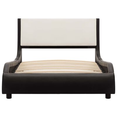 vidaXL Cadru de pat cu LED, negru și alb, 90 x 200 cm, piele ecologică