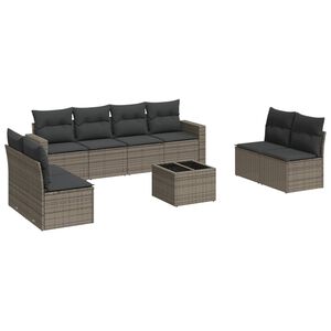 vidaXL Set canapele de grădină, 9 piese, cu perne, gri, poliratan