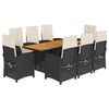 vidaXL Set mobilier de grădină cu perne, 9 piese, negru, poliratan