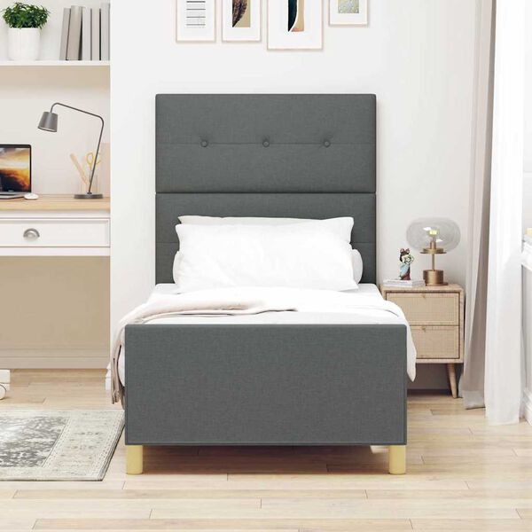 vidaXL Cadru de pat cu headboard Gri &icirc;nchis 80 x 200 cm țesătură