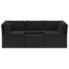 vidaXL Set mobilier de grădină cu perne, 4 piese, negru, poliratan