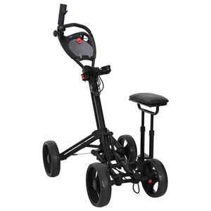 vidaXL Troler de golf cu scaun Negru Aluminiu Pliabil