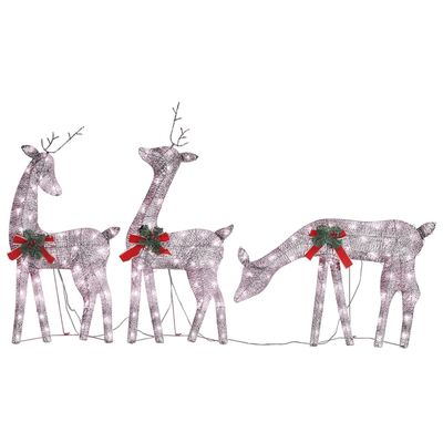 vidaXL Familie cu reni de Crăciun, auriu/alb cald, 270x7x90 cm, plasă