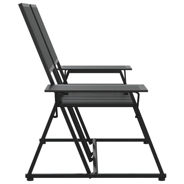 vidaXL Bancă de grădină cu 2 locuri, negru, 165 cm, oțel