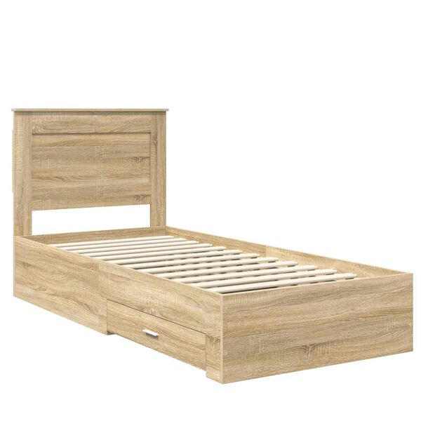 vidaXL Cadru de pat cu sertar cu headboard cu depozitare Lemn compozit