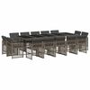 vidaXL Set mobilier de grădină cu perne, 15 piese, gri, poliratan