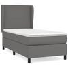vidaXL Pat box spring cu saltea, gri, 90x190 cm, piele ecologică