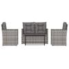 vidaXL Set mobilier de exterior cu perne, 4 piese, gri, poliratan