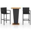 vidaXL Set mobilier de bar de grădină, 3 piese, negru