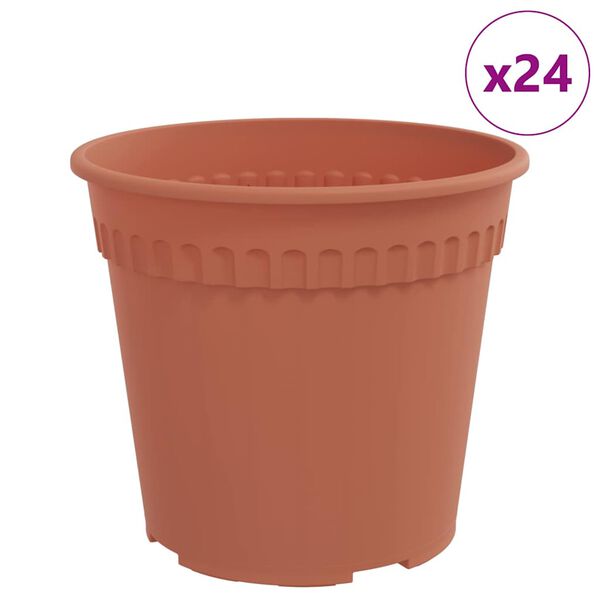 vidaXL Ghiveci rotund pentru flori 24 pcs Roșu cărămidă &Oslash; 19 x 16 cm